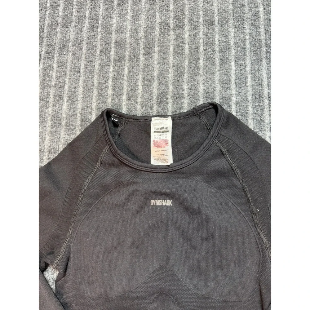 Gymshark Long Sleeve Crop Womens Small‎ Black Vital Seamless 2.0 Sporty Workout